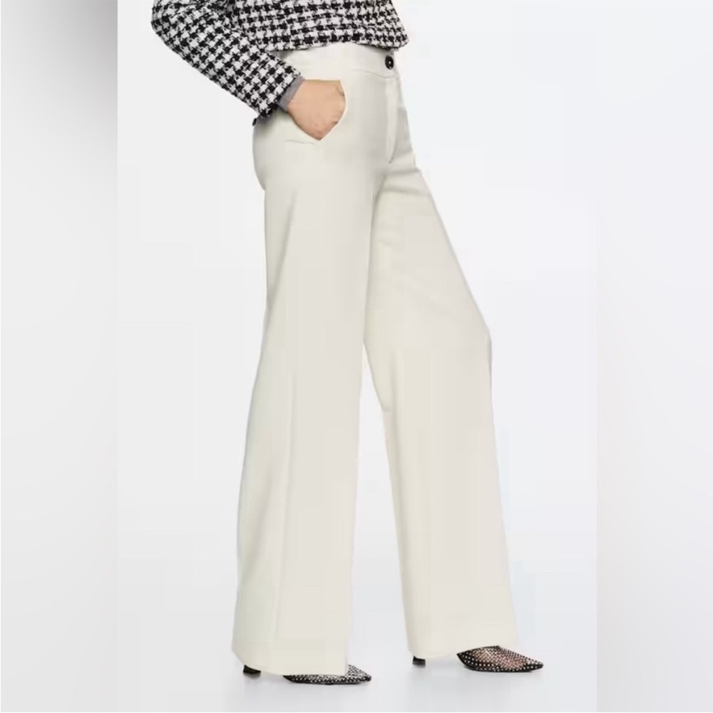 Mango Cream Wide Leg Jumpsuit High Waisted